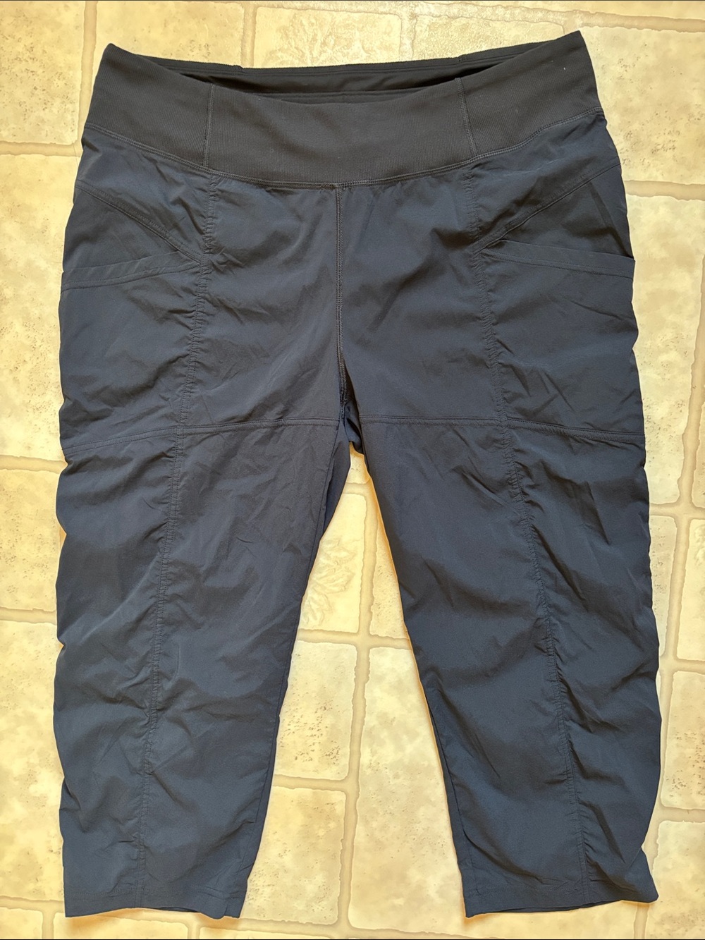prAna Koen Capri Pants Black Stretch Travel Hiking Womens XL Outdoor